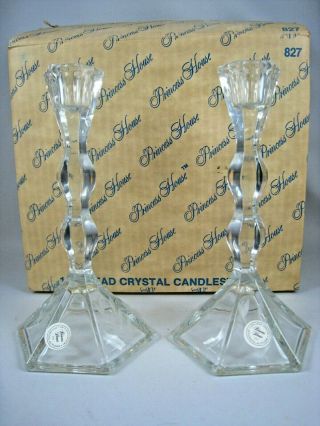 1 Princess House 24 Lead Crystal Candle Holders 827 Candlesticks 2