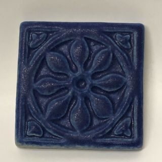 Arts & Crafts Style Historic Pewabic Pottery Flower Tiles 3 - 7/8”