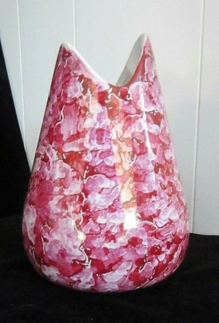 Mccoy Pottery Vase 7 " Cascade Pattern Mottled Pink Luster Glaze Sixties