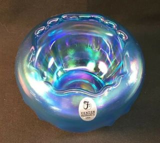 Fenton Art Glass Celeste Blue Carnival Rose Bowl 4