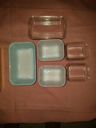 Vintage pyrex rare htf primary colors refrigerator dishes set with lids 2
