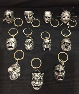 Set Of 2 Pewter Slipknot Keychain/keyring Mask Handmade