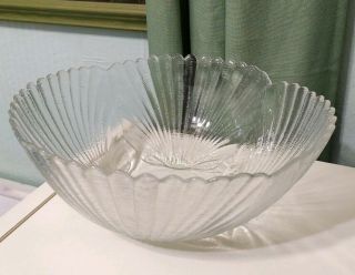 Vintage Scallop Clear Large Glass Sea Shell Serving Bowl 10 " D X 4 " H France