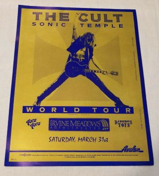 Authentic The Cult Sonic Temple World Tour Poster Irvine Meadows Concert Poster