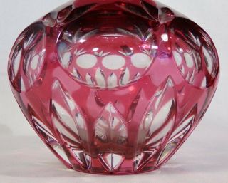 Nachtmann Bleikristall Germany Ruby Red Cut to Clear Bud Vase w/Sticker 3