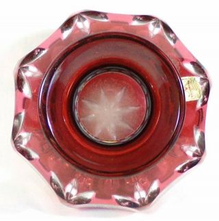Nachtmann Bleikristall Germany Ruby Red Cut to Clear Bud Vase w/Sticker 4