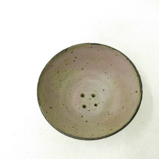 Vtg Modern Black Brown Incised studio pottery Asian Bowl / Succulent Planter 4