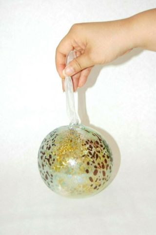 Vintage Speckled Glass Christmas Ornament,  Hand Blown Art Glass Murano Decor