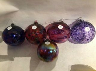 1 To 5 Hand Blown Studio Glass Orb Ornament Garden Decor Multi Globes