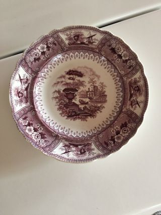 Staffordshire Thomas Mayer Canova Purple Transferware 7 1/4” Plate Ca 1830
