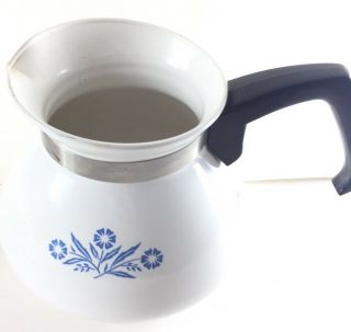 Vintage Corelle Corning Ware Blue Cornflower Teapot Tea Pot Kettle 6 Cup P - 104