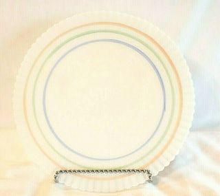 Vintage Macbeth Evans Petalware Cremex 10 1/2 " Dinner Plate Pastel Bands