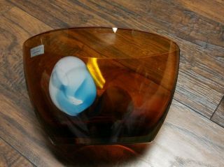 Evolution by Waterford Turquoise & Amber oval bowl 2