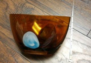 Evolution by Waterford Turquoise & Amber oval bowl 4