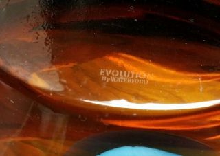 Evolution by Waterford Turquoise & Amber oval bowl 7