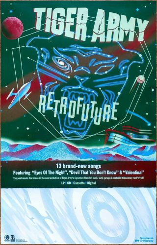 Tiger Army Retrofuture 2019 Ltd Ed Rare Tour Poster,  Punk Rock Poster