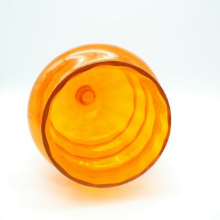 Vintage Lidded Bon Bon Glass Jar Orange Optic Footed Sweets Apothecary Empoli 7