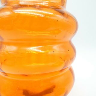 Vintage Lidded Bon Bon Glass Jar Orange Optic Footed Sweets Apothecary Empoli 8