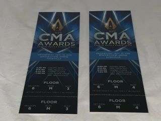 Two Collectible 2019 53rd Country Music Awards (cma) Floor Tickets