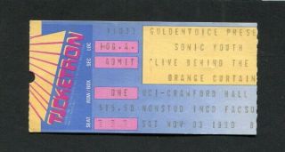 1988 Sonic Youth Mudhoney Concert Ticket Stub Irvine Ca Goo Tour