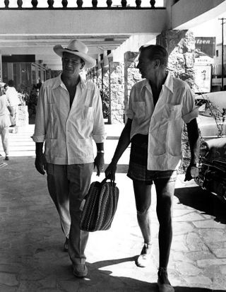 John Wayne,  Gary Cooper In Mexico - Candid - 8 1/2 X 11