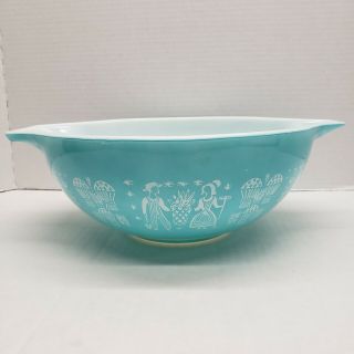 Vintage Pyrex - Turquoise Amish Butterprint 444 Nesting Cinderella Mixing Bowl 4q