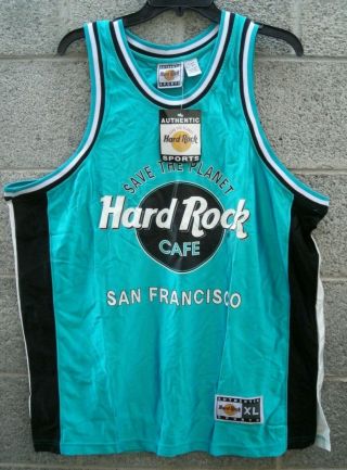 Nip Hard Rock Cafe San Fran Save The Planet Blue Basketball Jersey Men 