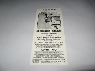 Rare The Kid Stays In The Picture Premiere Screening Movie Ticket - Robert Evans