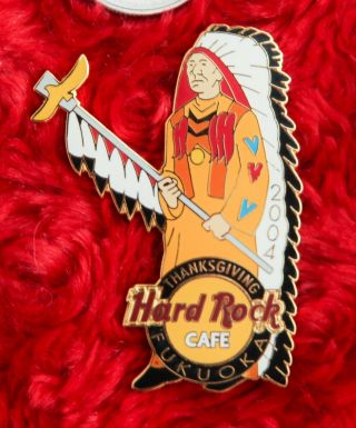 Hard Rock Cafe Pin Fukuoka Native American Head Dress Indian Chief Japan Hat