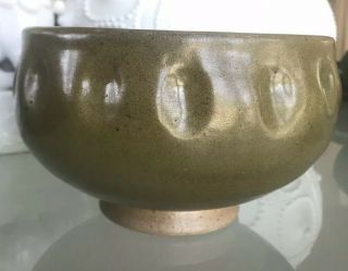 BEN OWEN III Frog Skin Glaze Arts & Crafts Footed Studio Pottery Bowl 2