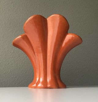 Vtg Camark Pottery Rare Orange Fan Vase