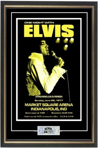 Elvis Presley 1977 Last Show - Concert Poster & Ticket Ready To Frame