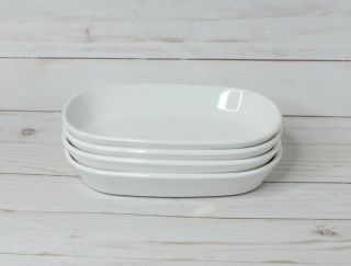 Corning Ware Sidekick 4 White Oval Dishes Bowls 4 1/2 X 6 3/4 Microwave Snack