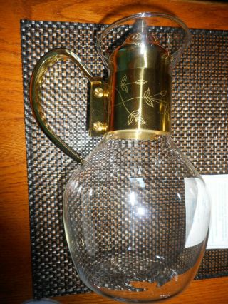 Vintage 1980’s Princess House Crystal & Brass Coffee Tea Carafe 7