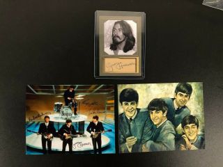 Beatles - George Harrison Autograph Card W 2 Photos Signed D Gordon 228