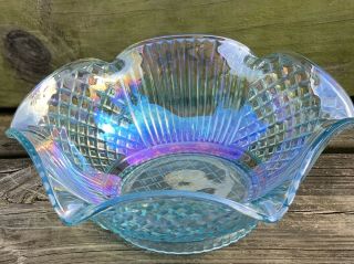 Vintage Lenox Imperial Glass Horizon Blue Carnival Starfire Bowl Limited Edition 6