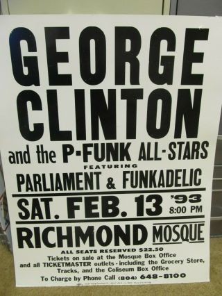 Richmond,  Va Concert Poster_the Mosque_george Clinton_p - Funk All - Stars_1993