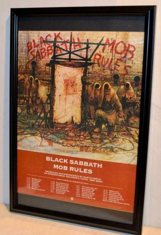 Black Sabbath 1981 Mob Rules Lp And Concert Tour Framed Promotional Poster / Ad