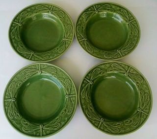 Bordallo Pinheiro - Dragonfly (green) - 4 Portuguese Pottery Soup Bowls