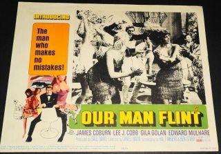 Our Man Flint Orig 1966 Lobby Card James Coburn Rocks Out With The Ladies