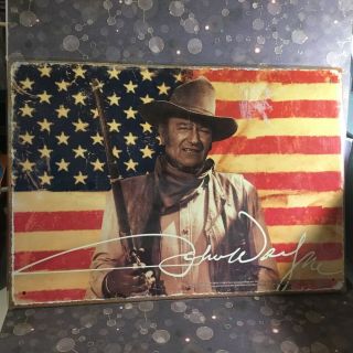 John Wayne American Flag Classic Cowboy Photo Tin Sign Posted