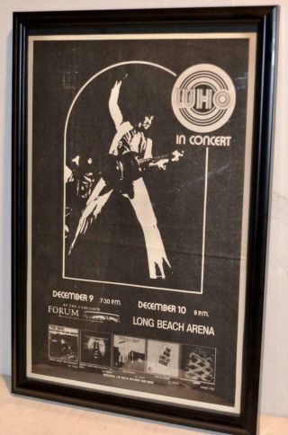 The Who 1971 Fabulous Forum Long Beach Arena Framed Concert Poster / Ad