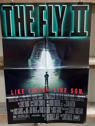 1989 The Fly 2 Ii Eric Stoltz Ss 27 X 41 " Movie Poster 1 Sheet Horror Folded