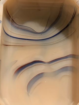 Akro Agate Two Tab Ashtray Deco Swirl Slag Glass Antique 5