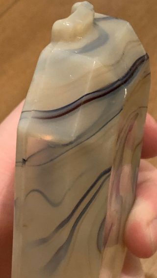 Akro Agate Two Tab Ashtray Deco Swirl Slag Glass Antique 8