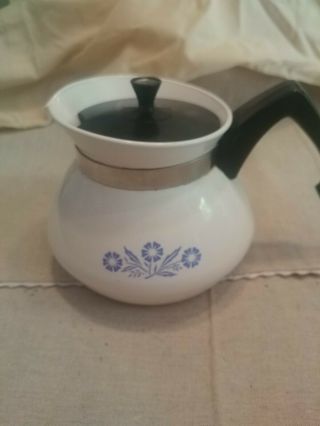 Vintage Corning Ware Tea Pot Blue Cornflower 6 cup and 3 cup coffee pot 3