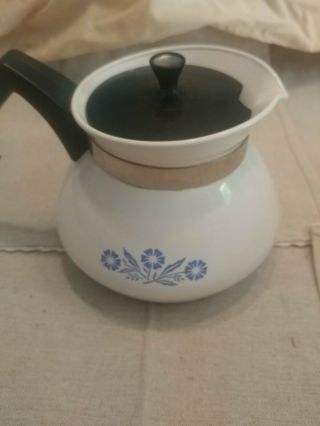 Vintage Corning Ware Tea Pot Blue Cornflower 6 cup and 3 cup coffee pot 5