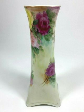 Antique H&c Heinrich & Co Selb Bavaria Floral Hand Painted Porcelain Vase Signed