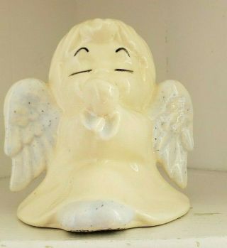 Western Stoneware Angel Monmouth Il Pottery Praying Wings Ceramic White Blue