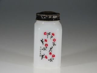 Vintage Tipp City Glass Small Red Blossoms Large Sugar Range Shaker C.  1939